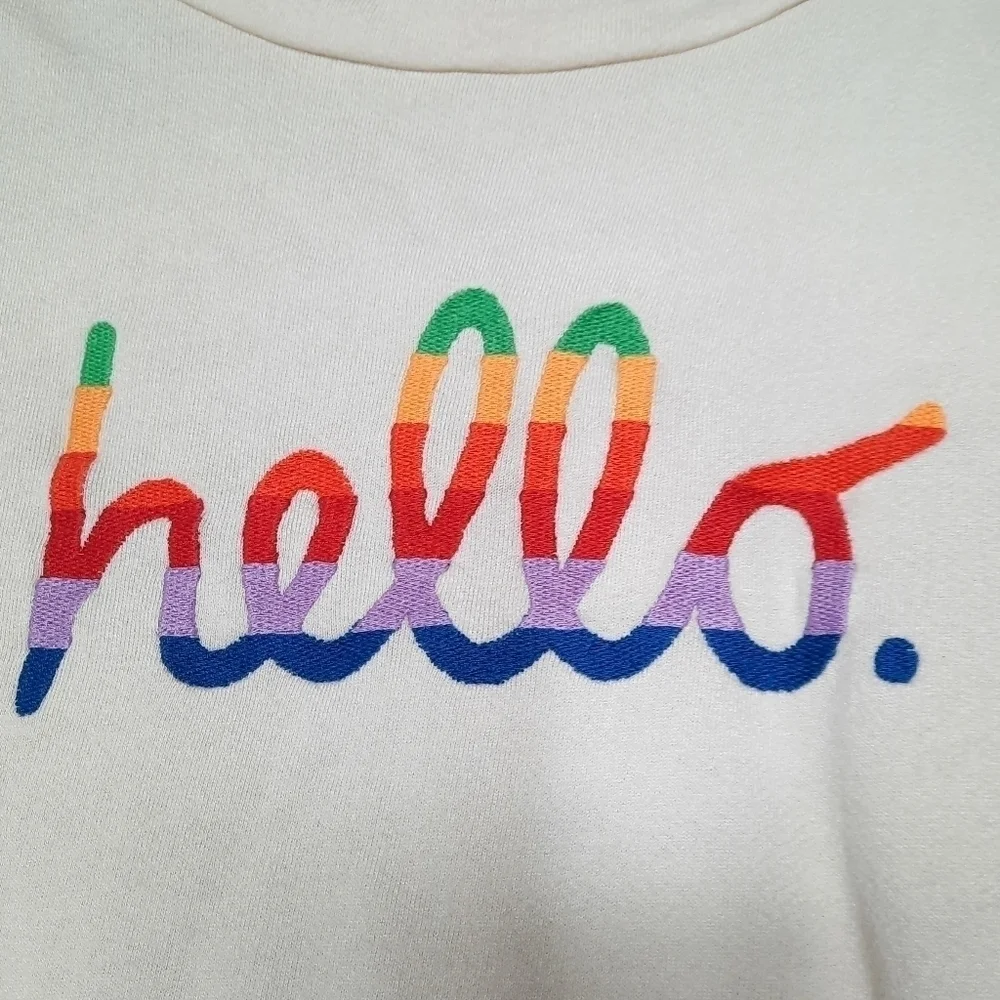 Blank Paige Rainbow Embroidered Hello Sweatshirt M_4